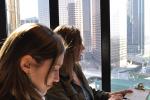 Hikers use the Bonaventure Hotel as a compass for viewing Downtown L.A. within its broader urban context.