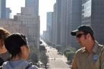 Perched atop a pedestrian bridge, Ranger Ron discusses pedestrian easements.