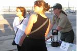 Ranger Therese directs hikers to the L.A. River and provides Backcountry Permits.